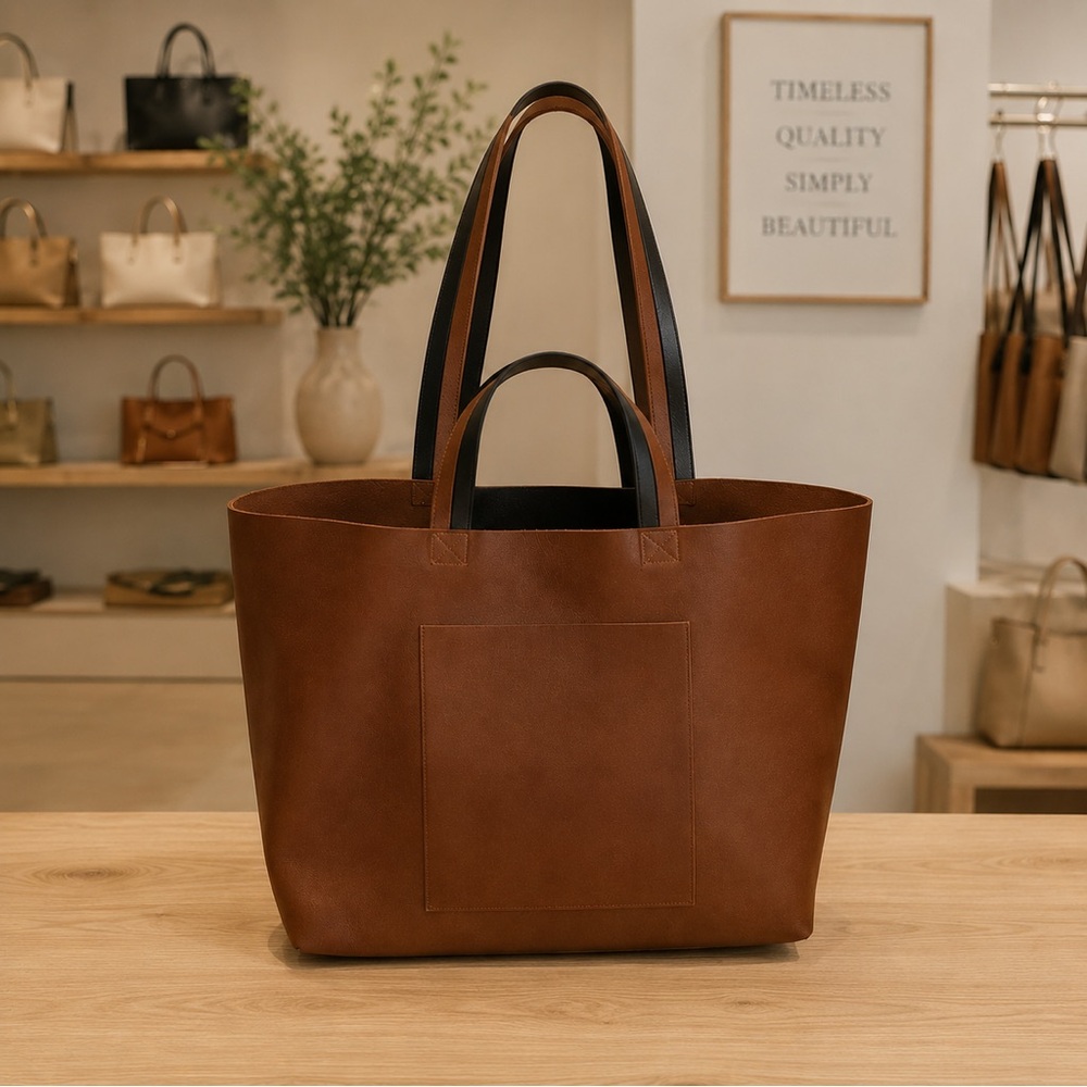 Carmin Black Caroline Large Leather Tote